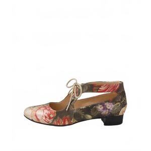NEW DJANGO & JULIETTE women's ewing leather flat shoe in vintage floral